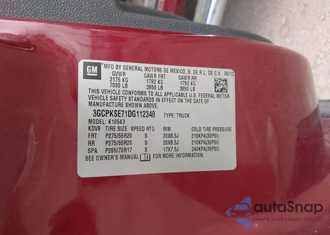 2013 Chevrolet Silverado Lt z USA, uszkodzony, nr VIN 3GCPKSE71DG112348